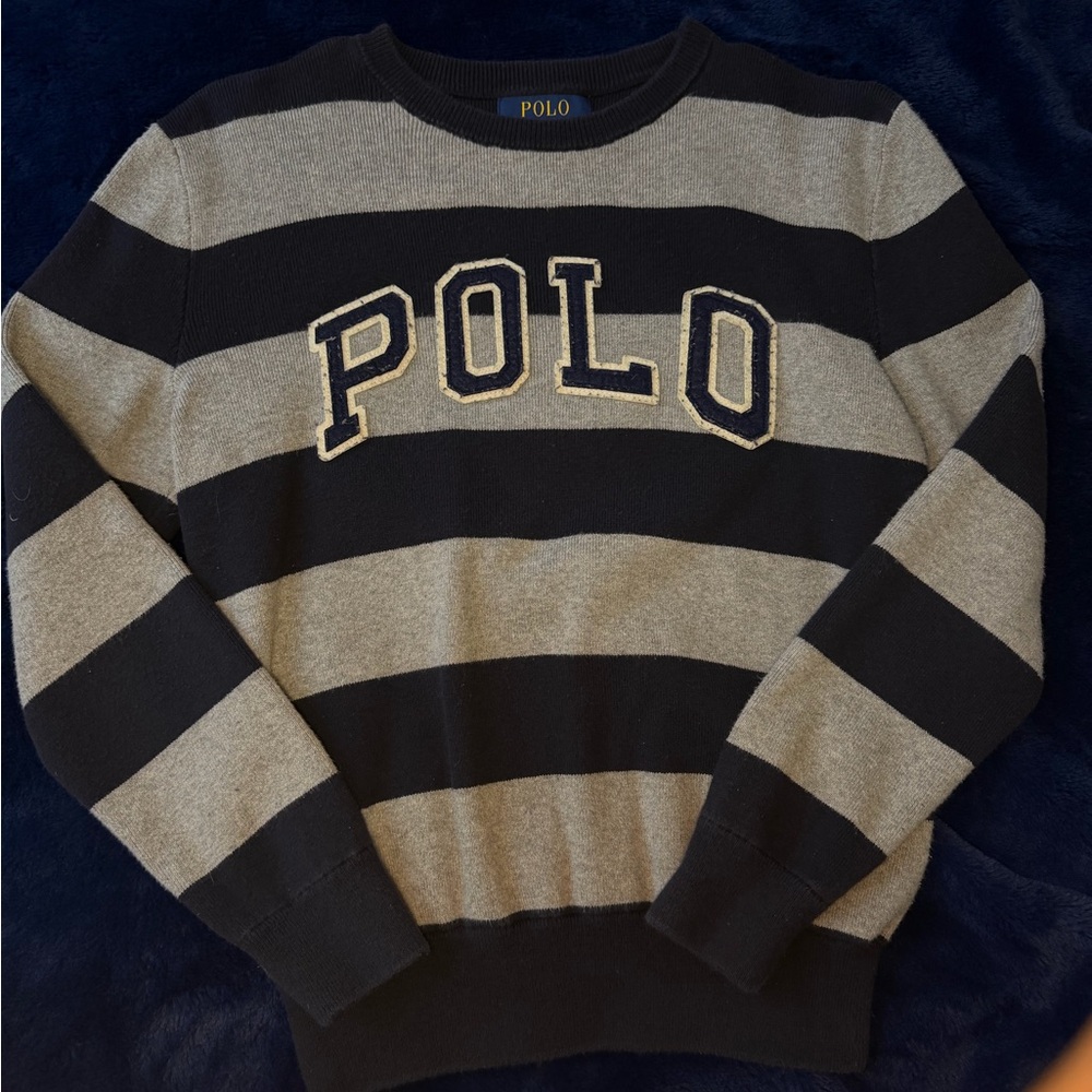 Polo by Ralph Lauren Kids Black and Tan Striped Crewneck Sweater